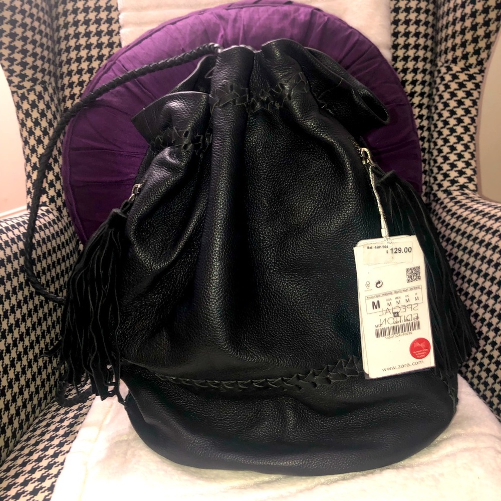 Black Leather Backpack